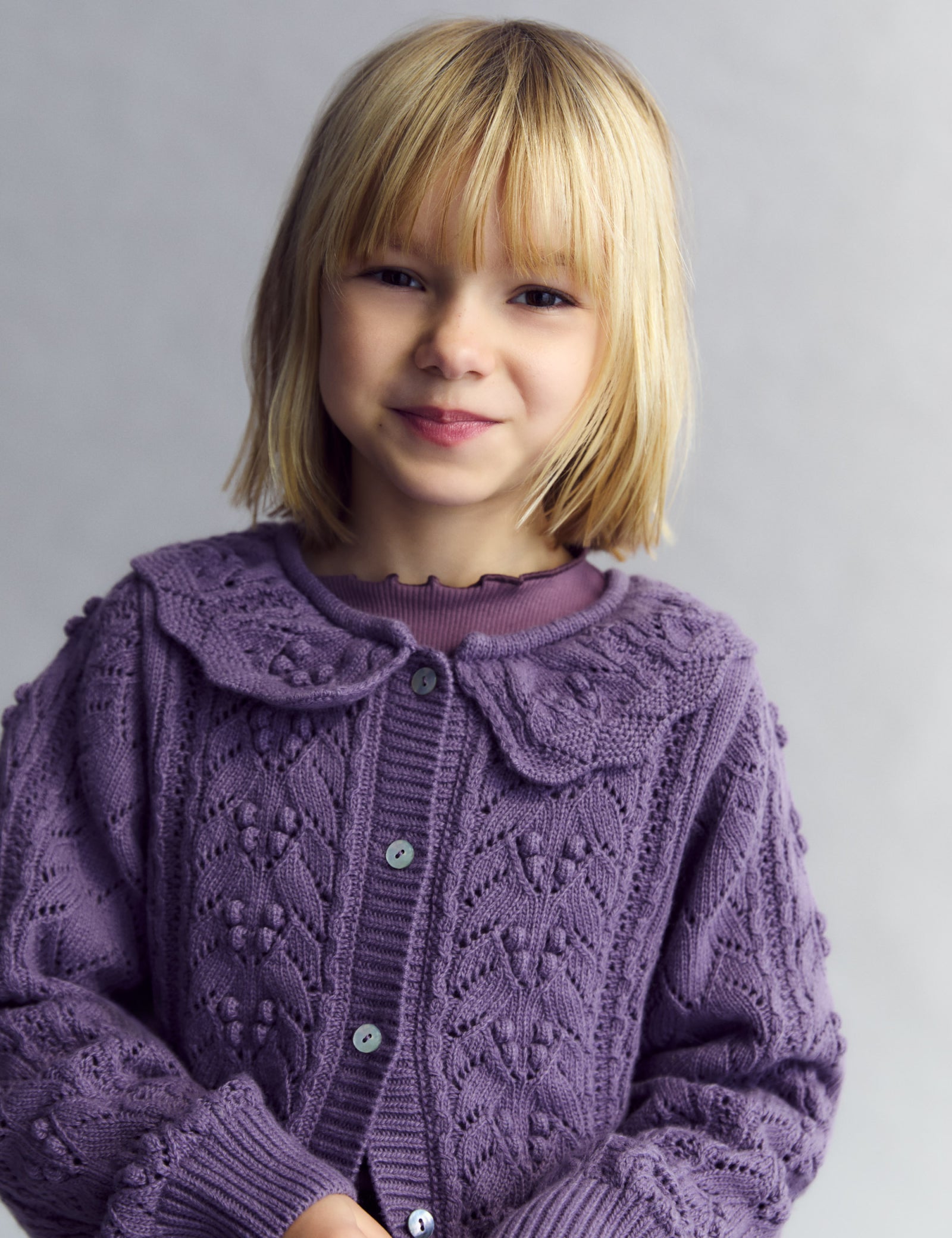 The New Society - Lila Cardigan Grape Bliss